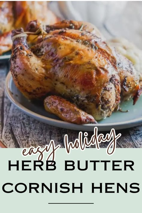 Experience holiday magic on a plate with our Herb Butter Cornish Hens Christmas dinner recipe! Crafted for simplicity and taste, this easy holiday recipe will make your Thanksgiving or Christmas dinner unforgettable. Roast Chicken With Leeks, Recipe With Leeks, Chicken With Leeks, Roasted Chicken Recipe, Cornish Hen Recipe, Cornish Hen, Whole Roasted Chicken, Cornish Hens, Roast Chicken Recipes