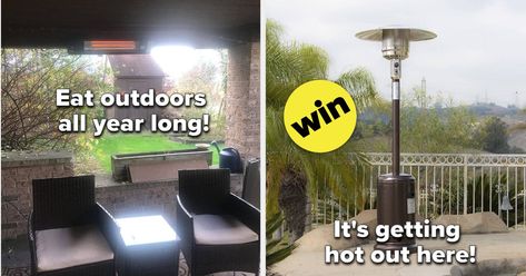 9 Outdoor Heaters For Chilling On The Patio Without Actually Getting Chilly Belize Vacations, Stove Heater, Radiant Heaters, Patio Heaters, Outdoor Eating, Outdoor Heaters, Outside Patio, Portable Heater, Sit Out