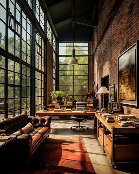 Converted Factory Home, Modern Industrial House Exterior, Warehouse Home Converted, Industrial Penthouse, Modern Industrial House, Converted Factory, Industrial House Exterior, Warehouse Windows, Architecture Design Ideas