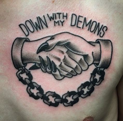 Down with my Demons Demon Hand Tattoo, Down With My Demons, Acab Tattoo, Hand Tattoo Ideas, Browning Tattoo, Devil Tattoo, My Demons, Demon Tattoo, Tattoo Templates