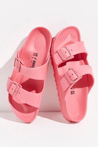 Berken Stocks Shoes, Colored Birkenstocks, Arizona Birkenstock, Plastic Sandals, Arizona Eva, Girl Material, Frock And Frill, Preppy Shoes, Casual Preppy Outfits