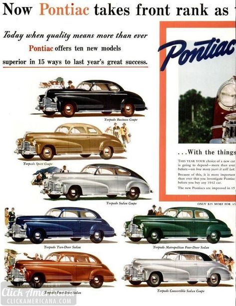 LIFE Nov 17, 1941 pontiac 2 1940s Cars, Pontiac Chieftain, Pontiac Cars, Car Advertising, New Drivers, Top Models, Top Cars, American Cars, Car Prices