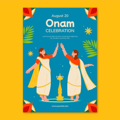 Flat invitation template for onam festiv... | Free Vector #Freepik #freevector #pookalam #onam #onam-festival #happy-onam Onam Celebration Program Poster, Onam Lunch Invite, Onam Poster, Onam Pookalam, Onam Celebration, Onam Festival, Happy Onam, Festival Celebration, Content Ideas