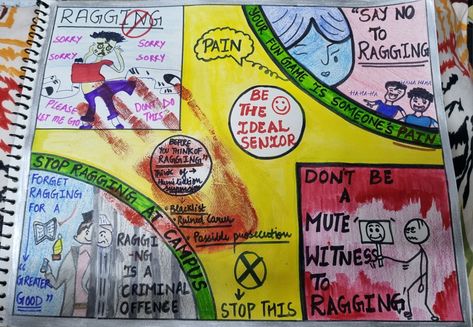 Anti Ragging Drawing, Antiragging Posters, Anti Ragging Posters Ideas For College, Poverty Poster Ideas, Ragging Poster, Anti Ragging Posters, Anti Ragging Posters Ideas, Anti Ragging, Posters Making