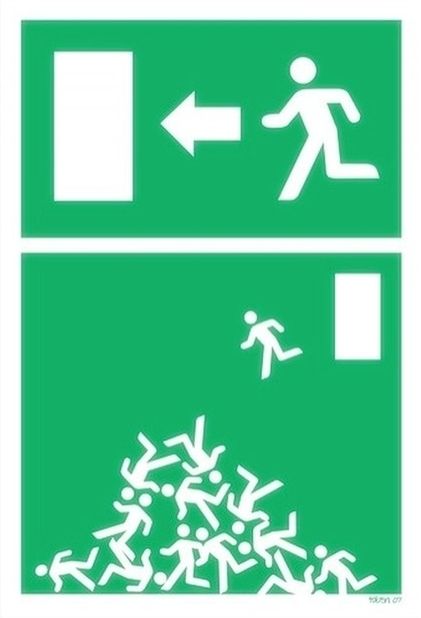 Exit Sign Humor Grafitti Street, Lino Art, Exit Sign, Guerilla Marketing, Signage Design, Creative Ads, Street Signs, Funny Signs, Sign Design