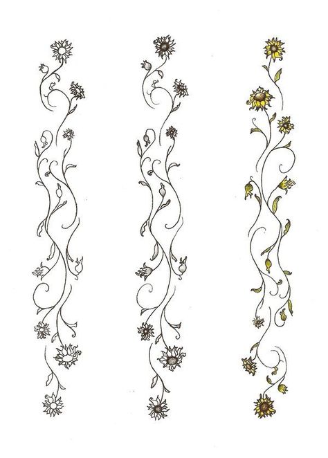 Daisy Wrap Around Arm Tattoo, Sunflower And Vines Tattoo, Sunflower Ankle Tattoo Wrap Around, Sunflower Tattoo Stencil, Bailey Tattoo, Tattoo Bracelets, Lilies Tattoo, Wrap Around Ankle Tattoos, Arm Wrap Tattoo