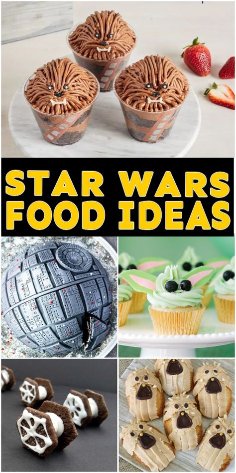 Movie Marathon Snacks, Marathon Snacks, Star Wars Food Ideas, Star Wars Themed Food, Star Wars Dessert, Star Wars Snacks, Star Wars Party Food, Star Wars Themed Birthday Party, Star Wars Cupcakes