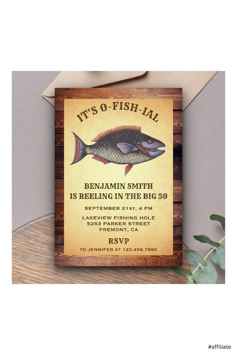 60th Birthday Ideas For Dad, Fishing Birthday Invitations, Surprise 40th, Fishing Birthday Party, 21st Birthday Invitations, Fishing Party, 60th Birthday Invitations, Fishing Birthday, Fishing Theme