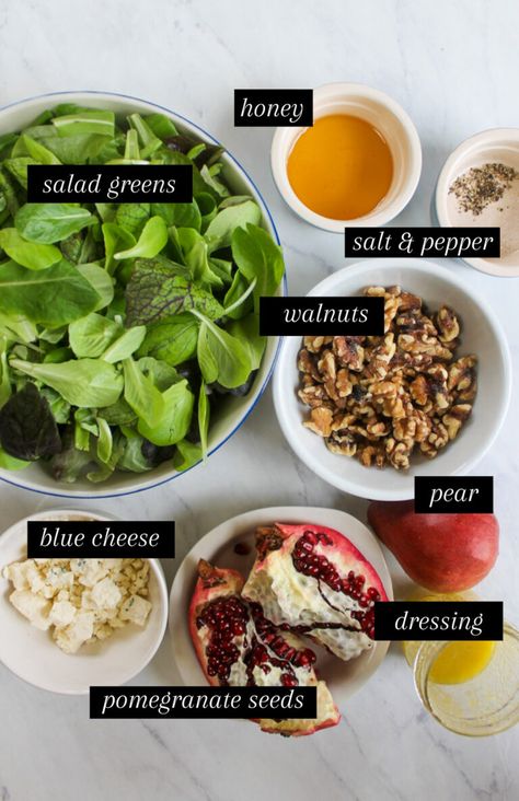 Pear & Blue Cheese Salad with Glazed Honey Walnuts - Sungrown Kitchen Blue Cheese Pear Salad, Pear Blue Cheese Salad, Honey Glazed Walnuts, Pear And Blue Cheese Salad, Pear Blue Cheese, Pear And Blue Cheese, Honey Walnuts, Blue Cheese Recipes, Fig Salad