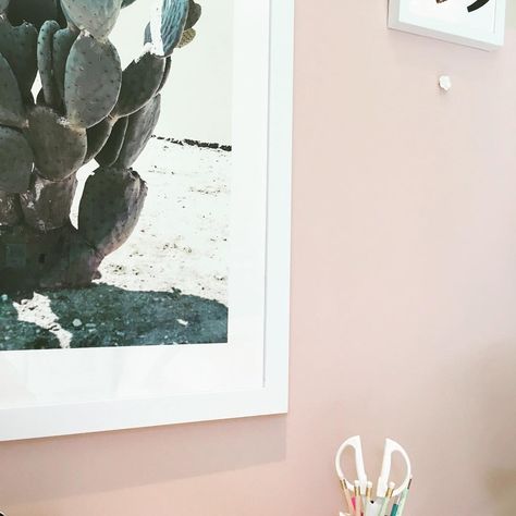 Home Office in Benjamin Moore Precocious - Interiors By Color Desert Rose Benjamin Moore, White Swivel Chairs, Pink Interiors, Office Paint Colors, Office Paint, Light Gray Paint, College Bedroom, Modern Color Schemes, White Tile Floor