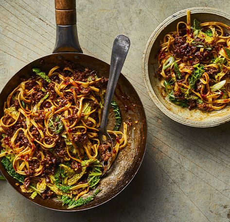 Quick Hoisin Beef Noodles | Asda Good Living Hoisin Beef Noodles, Hoisin Beef, Quick Family Meals, Beef Noodles, Vegetable Stock Cubes, Onion Vegetable, Dried Chillies, Savoy Cabbage, Fry Sauce