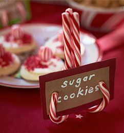 Candy Cane Cookie Holder – shared on Pottery Barn Kids Holiday Cookie Exchange Party, Cookie Swap Party, Candy Cane Cards, Christmas Cookie Swap, Christmas Cookie Party, Barn Christmas, Swap Party, Cookie Exchange Party, Cookie Decorating Party