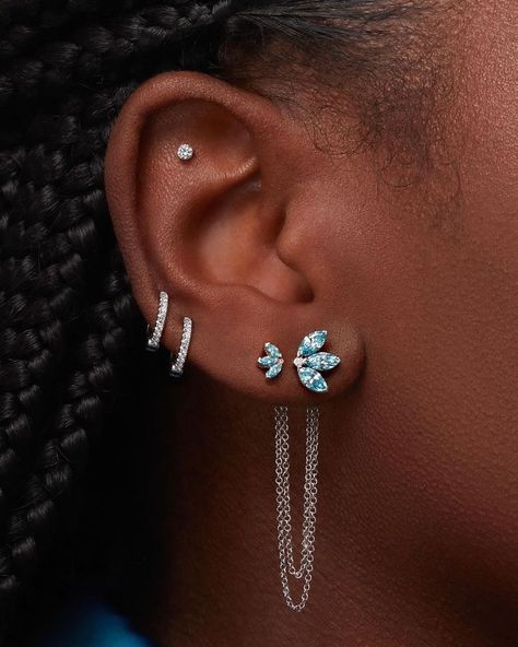 Curated Ear Piercing, Curated Ear, Melrose Place, Cute Piercings, Personal Style Inspiration, Body Piercings, Helix Piercing, Ear Piercing, Aesthetic Colors