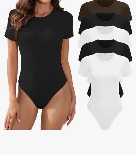 5 PACK WOMEN BODY SUITS T Shirt Bodysuit, Leisure Wear Women, Basic Bodysuit, Bodysuit Shirt, Bodysuit Tops, Shirt Bodysuit, Milk Silk, Womens Bodysuit, Short Sleeve Bodysuit