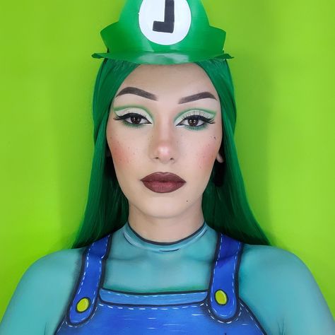 Luigi Makeup Halloween, Mario And Luigi Makeup, Luigi Makeup, Mario Makeup, Yoshi Costume, Mario Y Luigi, Mario Bros., Halloween 2023, Mario And Luigi