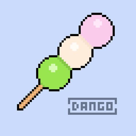 Dango Hanami Festival, Japanese Dumplings, Goofy Pictures, On A Stick, A Stick, Dumplings, Pixel Art, Festival, Japan