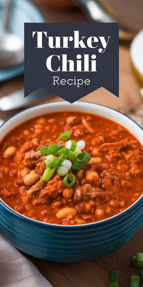 Discover a hearty and healthy Turkey Chili Recipe perfect for cozy nights. Made with lean ground turkey, beans, and aromatic spices for a deliciously satisfying meal. Chili Turkey Recipe, Turkey Chili Stovetop, Turkey Chilli Recipes, Ground Turkey Chilli, Pinto Bean Chili Recipe, Instant Pot Turkey Chili, Healthy Turkey Chili Recipe, Spicy Turkey Chili, Ground Turkey Chili Recipe