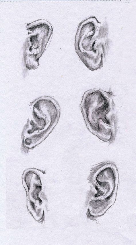 Pencil drawings Ear Sketching, Ear Drawing Reference, Ear Sketch, Drawing Ears, Drawing Realism, How To Draw Ears, Wanna Recreate, Dibujos Aesthetic, Painting Practice