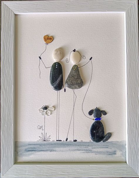 Pareja con mascota
#seaglassart
#seaglass
#pebbleart
#seaglassartworks
#pet Sea Glass Dog Picture, Framed Pebble Art Ideas, Seaglass Dog Art, Stone Pictures Pebble Art Wedding, Dog Shell Art, Dog Sea Glass Art, Pebble Art Animals, Sea Glass People, Dog Pebble Art