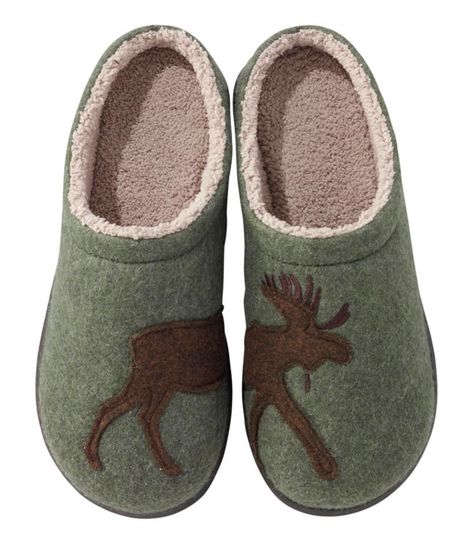 Shop All Women's Footwear | at L.L.Bean Moose Slippers, Moose Decor, Wool Clogs, Nature Motifs, Fleece Socks, Cute Slippers, Clogs Style, Easy Spirit, Slippers Cozy