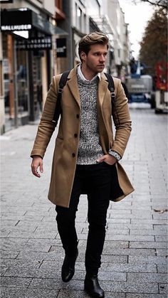 Camel Overcoat Men Outfit, Camel Coat Men, Man Closet, Classy Gentleman, Mantel Outfit, Camel Coat Outfit, Mens Business Casual Outfits, Overcoat Men, Men Jackets