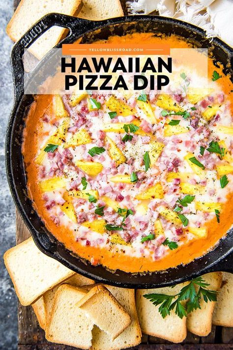 Hawaiian Pizza Dip takes the flavors of your favorite pizza and combines them into a creamy dip topped with ham, pineapple and loads of cheese. #diprecipes #pizza #appetizers Hawaiian Pizza Dip, Cobb Salad Dip, Luau Desserts, Lasagna Dip, Ham Pineapple, Pizza Dip Recipes, Pizza Dip, Hawaiian Bbq, Summertime Crafts