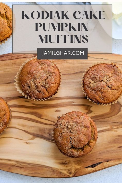 Fall-spiced Kodiak Cakes pumpkin muffins are an easy-to-make breakfast or healthy snack. Plus, they're perfect for meal prep. Bariatric Pumpkin Muffins, High Protein Pumpkin Muffins Kodiak, Kodak Pumpkin Muffins, Pumpkin Kodiak Cakes Muffins, Pumpkin Muffins With Kodiak Cakes, Pumpkin Muffins Kodiak Cake, Kodiak Biscuits, Pumpkin Muffins With Applesauce, Kodiak Cake Muffin Recipe