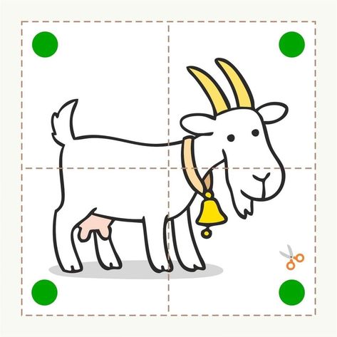 Animal Puzzle Printable, Goat Printable, Farm Animals Preschool, Farm Animals Activities, Farm Preschool, Flashcards For Kids, Animal Puzzle, Animal Activities, Creative Activities For Kids