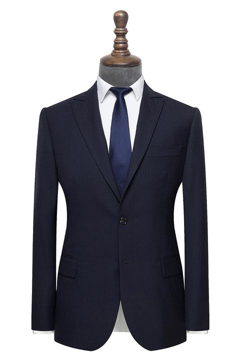 Pinstripe Suit Blue Wedding Suit, Custom Suits Men, Summer Suits Men, Navy Suits, Made To Measure Suits, Mens Smart Casual Outfits, Charcoal Suit, Charcoal Blue, Suits Men Business