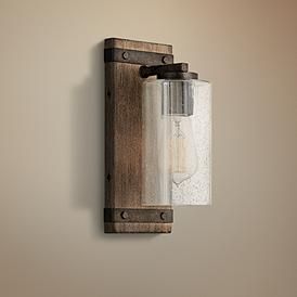 Hinkley Sawyer 11" High Sequoia Wood Wall Sconce Rust Accents, Farmhouse Wall Sconces, Iron Rust, Cabin Lighting, Rustic Wall Sconces, Edison Lighting, Bathroom Sconces, Luminaire Mural, Hinkley Lighting