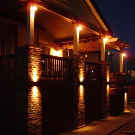 backyard garden lighting ideas #backyardfun #backyardlighting Outdoor Deck Lighting, Lighting Design Ideas, Led Deck Lighting, Landscape Lighting Design, Solar Deck Lights, The Punch, Deck Lights, House Deck, Backyard Lighting