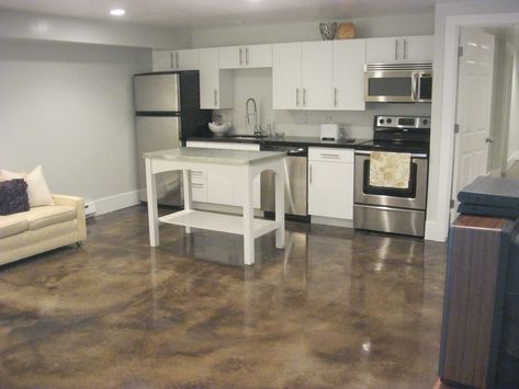 basement apartment | We added a white subway tile back splash in the kitchen a couple of ... Small Basement Kitchen, Small Basement Apartments, Basement Kitchenette, Basement Kitchen, Basement Apartment, Small Basements, Apartment Layout, Classic Kitchen, Basement Decor