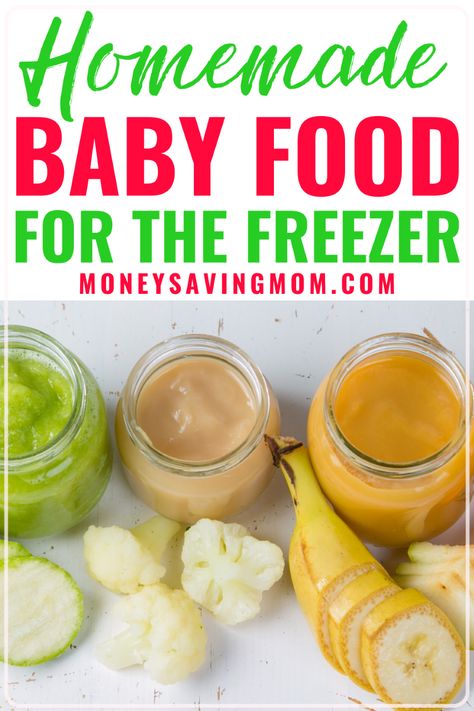 Here is a great way to save money and time by making your own baby food and freezing it! You make it in one batch and always have food on hand! #babyfood #homemadebabyfood Puree Combinations, Introducing Solids To Baby, Baby Food Recipes Stage 1, Homemade Baby Food Recipes, Fingerfood Baby, Baby Food Combinations, Easy Baby Food Recipes, Baby Food Pouch Recipes, Baby First Foods