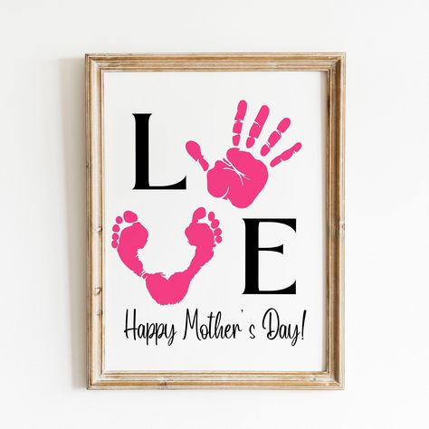 Handprint Activity, Valentines Day Crafts For Preschoolers, Handprint Keepsake, Footprint Art, Printable Crafts, Craft For Kids, Gift Product, Valentine Day Crafts, Kids Hands