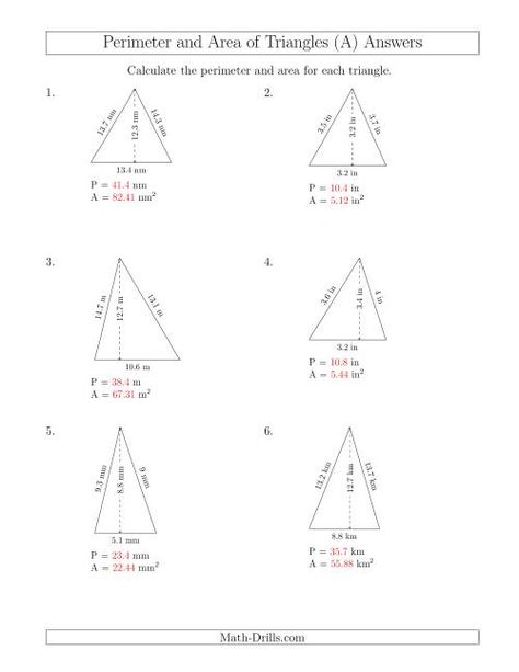 The Calculating the Perimeter and Area of Acute Triangles (A) math worksheet page 2 Area Of Triangles, Congruent Triangles, Acute Triangle, Grade 6 Math Worksheets, Area And Perimeter Worksheets, Geometry Proofs, Math Examples, Text Features Worksheet, Perimeter And Area