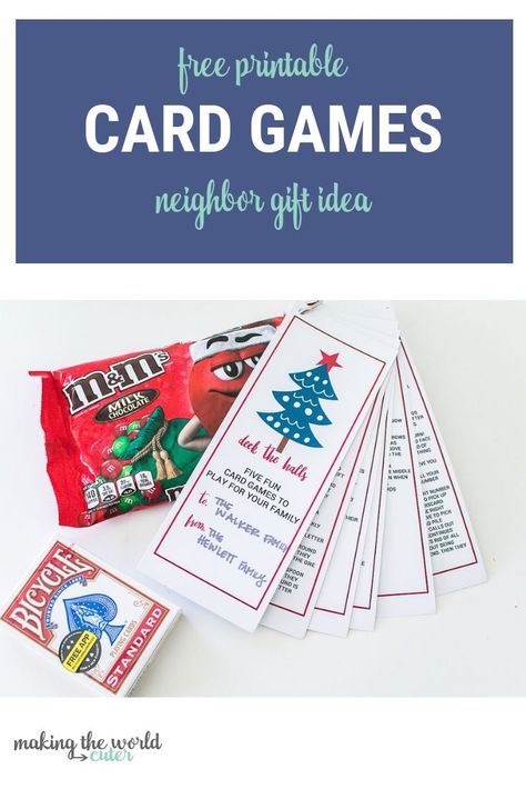 Best Neighbor Gift Playing Cards and Free Printable Card Games Instructions Printable Card Games, Neighborhood Christmas Gifts, Neighbor Gift Ideas, Pack Of Playing Cards, Gift Card Games, Christmas Neighbor, Play 5, Neighbor Christmas Gifts, Free Printable Games