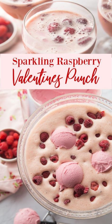 Tangy fruit punch and orange juice come together with raspberry sherbert for the best Sparkling Valentines Day Punch for kids! This sherbert punch will win over a crowd. #passion4savings #raspberry #sherbert #gingerale #easy #Fruity #pink #valentinesday Punch With Raspberry Sherbert, Valentines Day Punch For Kids, Valentine Punch Recipe, Valentines Punch, Valentines Day Punch, Valentines Appetizers, Punch For Kids, Raspberry Sherbert, Sherbet Punch Recipes