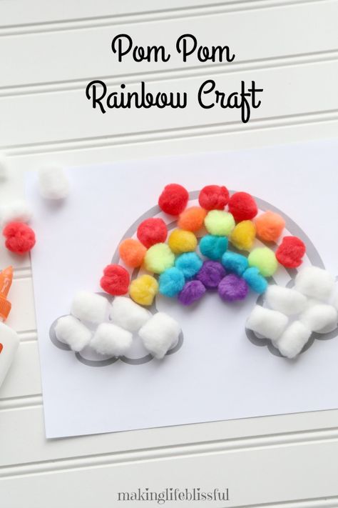 Rainbow Crafts for Kids | Making Life Blissful Rainbow Crafts For Kids, Rainbow Paintings, Pom Pom Rainbow, Craft For Spring, Summer Crafts For Toddlers, Rainbow Craft, Pom Crafts, Children Crafts, Crafts For Teens To Make