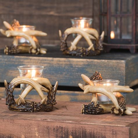 PRICES MAY VARY. 60 Day No Hassle Returns Take a look at this Black Forest Decor exclusive! Faux antlers wrap around glass votive cups on the charming rustic Antler Votive Candle Holders. Set of two rustic candle holders. Candles not included. Small: 4 1/2"W x 4"D x 3 3/4"H; Large: 5 1/4"W x 4 1/2"D x 3 1/2"H. For even more items, we encourage you to spend some time to shop our thorough array of rustic candle holders at Black Forest Decor now. Antler Wedding Centerpieces, Antler Candle Holder, Deer Sculpture, Antler Wedding, Rustic Candle, Black Forest Decor, Forest Decor, Rustic Candle Holders, Rustic Candles