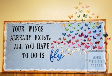 Fly to the Sky Bulletin Board - Reminding students they are enough should be done on a regular basis and this bulletin board gently sends that message loud and clear! From the creator: "I did this board for the school counselor using a motivational … Bulletin Board Ideas For High Schoolers, Dragon Bulletin Board, Graduation Bulletin Board, School Counselor Bulletin Boards, September Bulletin Boards, Unique Bulletin Board Ideas, Counselor Bulletin Boards, School Counseling Bulletin Boards, Motivational Bulletin Boards