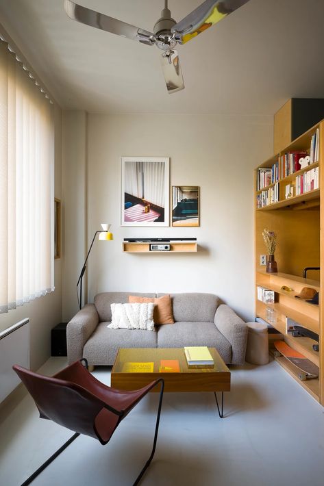 Van Life–inspired Apartment in Refurbished Paris Department Store | Never Too Small Plywood Interior Design, Interior Design Small Spaces, Life Is A Highway, Apt Decor, Parisian Decor, Plywood Interior, Store Room, Small Store, Parisian Apartment