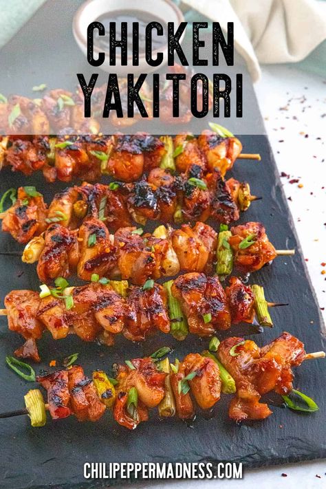 Yakitori is a classic Japanese recipe of bite-sized pieces of marinated chicken grilled on skewers, easy to make and great as an appetizer or main course. Chicken Yakitori Recipe, Asian Marinade For Chicken, Yakitori Recipe, Yakitori Chicken, Asian Marinade, Healthy Chinese Recipes, Chicken Skewer Recipe, Grilled Chicken Skewers, Chicken Grilled