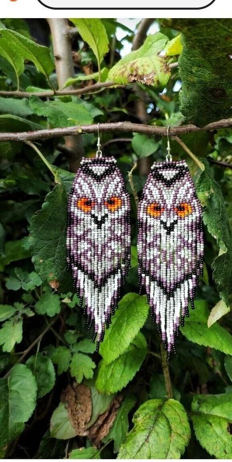 Beads Aesthetic, Beaded Belts Patterns, Seed Bead Art, Seed Bead Jewelry Patterns, Beaded Earrings Native, Beaded Earrings Diy, Native American Beaded Earrings, Brick Stitch Earrings, Owl Earrings