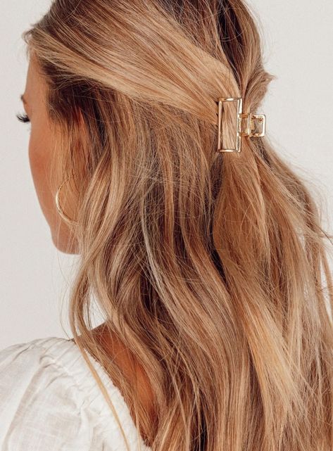 Hair clip Claw design Gold toned hardware Length: 4cm / 1.57” #hairstyle #hairstyles #hair Gold Hair Clips, Clip Hairstyles, Long Blonde, Long Blonde Hair, Gold Hair, Buy Now Pay Later, Aesthetic Hair, Hair Dos, Hair Day