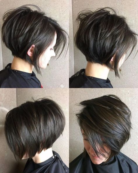 Brunette Bob, Pixie Bob Haircut, Short Layered Haircuts, Short Bob Haircuts, Short Hair With Layers, Pixie Cuts, Short Bob Hairstyles, Hair Today, Layered Haircuts