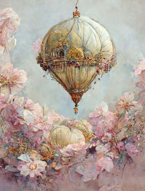 Whimsical Hot Air Balloon, Whimsical Aesthetic, Balloon Illustration, Forest Illustration, Beautiful Art Pictures, Animal Photos, Rose Cottage, Air Balloons, Enchanted Forest