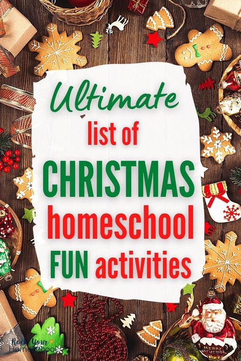 Enjoy extra special learning fun this holiday season with your kids! This ultimate list of Christmas homeschool fun activities from Rock Your Homeschool shares a variety of ways (like crafts, games, baking, and more) to help you enjoy the holidays and make them educational. Make this holiday season one to remember when you use these fun, engaging activities. Christmas Homeschool Activities, Christmas Homeschool, Christmas Learning Activities, Homeschool Christmas, Homeschool Holidays, Christmas Learning, Homeschool Fun, Christmas Units, Homeschool Supplies