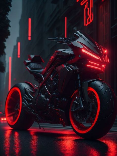 Neon Rouge, Cool Car Backgrounds, Concept Vehicles Sci Fi, Best Motorbike, Image Moto, Red Motorcycle, Red Bike, Bike Aesthetic, Custom Sport Bikes