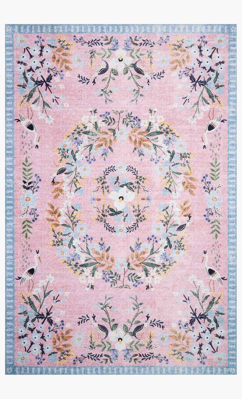 Rifle paper Co rug Soft Rugs Bedroom, Pink And Blue Rug, Flower Rug, Quirky Home Decor, Loloi Rugs, Soft Rug, Burke Decor, Arte Floral, Design Thinking