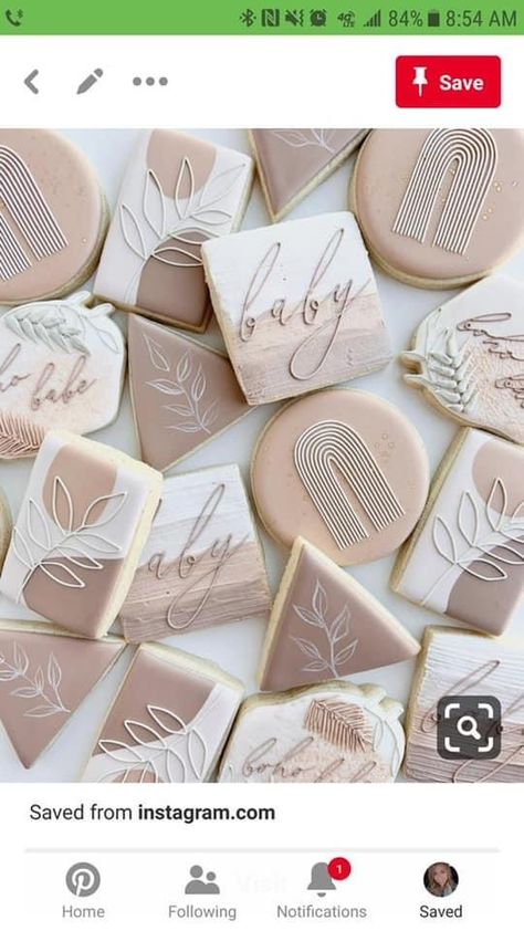 Boho Cookie Designs, Neutral Cookies Decorated, Boho Cookies, Cookies Icing, Gender Reveal Cookies, Classy Baby Shower, Sugar Cookie Royal Icing, Sugar Cookie Designs, Fondant Cookies